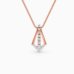 Impresionante colgante moderno en forma de V con diamante cultivado en laboratorio de 0.30 ct en oro amarillo, blanco y rosa de 9 quilates. - Product Image 1