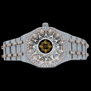 JUSTHIRA Men's Diamond Encrusted Stainless Steel Analog Quartz Moissanite Watch <b>Case</b> Luxury Hip Hop Style Gift For Him - Product Image 1