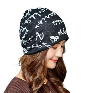 New Custom Design Black Letter Print Beanie Hat For Women 100% Acrylic Knit <b>Winter</b> <b>Cap</b> Casual Style 56-58CM Head Circumference - Product Image 1