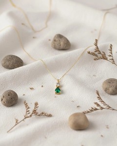 Collier pendentif en émeraude naturelle, pierre précieuse verte, cristal, bijoux élégants faits à la main, cadeau de mode pour femmes, luxe - Product Image 5