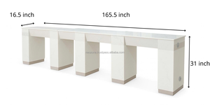 Table de manucure commerciale minimaliste moderne avec plateau en marbre et barre de manucure, structure en MDF pour mobilier de salon, Vietnam - Product Image 3
