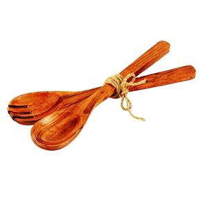 Juego de Servidores de Ensalada de Madera de Acacia Mirha International con 2 Espátulas, Utensilios Hechos a Mano Sostenibles (Tamaño S) - Product Image 1