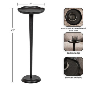 Mesa de bebidas moderna con pedestal, mesas auxiliares de aluminio martillado - Product Image 4