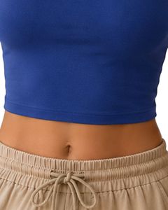 Cobalt Blue Square Neck <b>Crop</b> Tank <b>Top</b> Women Sleeveless Cotton Spandex Stretch Fitness Yoga Casual Summer Basic Vest <b>Top</b> Custom - Product Image 6