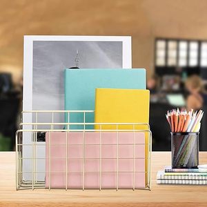 Minimalist Metal Desk Organizer Storage Rack Rectangle Shape Stainless Steel Office Organizer Freestanding - Product Image 6