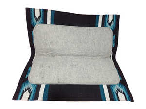 Tapis de selle Western Horse 100% Couverture en laine de Nouvelle-Zélande 34 "x 36" sous 18mm feutre synthétique gris clair cuir véritable huilé - Product Image 3