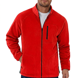 Veste polaire homme vert olive, entièrement zippée, col montant, décontractée, pour l'hiver, respirante, coupe-vent, en polyester, coupe droite - Product Image 2