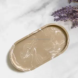 Impresionante bandeja de servicio de resina epoxi moderna, patrón de mármol blanco, acabado brillante de resina para fiestas de comedor y decoración del hogar - Product Image 2