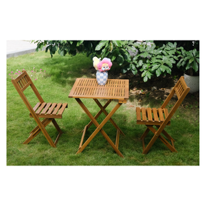 <b>Foldable</b> Wooden Bistro <b>Garden</b> Set Minimalist Design 2 Chairs 1 <b>Table</b> Weather-Resistant Outdoor Furniture Hotel Apartment Use - Product Image 3