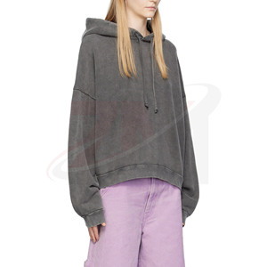 Sudadera con Capucha Extra Grande para Mujer, Color Sólido, Hombros Caídos, Felpa, 100% Algodón, Diseño Asimétrico, Ropa Casual de Otoño - Product Image 1