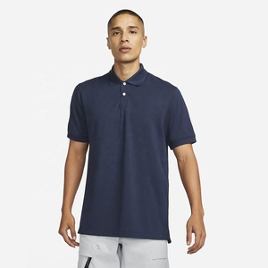 Camisa Polo Oxford de Algodón de Manga Corta Azul Marino para Hombre, Personalizada, Antiarrugas, Cuello Camisero, Color Sólido, Corte Regular, Tejido - Product Image 1
