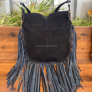 2024 venta al por mayor de alta calidad de cuero de gamuza con flecos bandolera águila herramientas Hippie Boho bolsos de hombro grandes para mujer - Product Image 5
