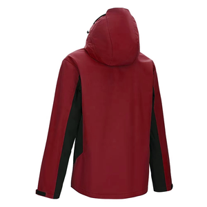 Veste à capuche bordeaux pour homme avec fermeture éclair quart de tour et bordure noire, coupe-vent décontractée - Product Image 5