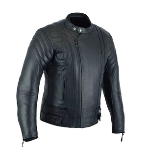 Veste en cuir de moto classique pour homme, style unique, couleur unie, design sportif, style streetwear. - Product Image 2
