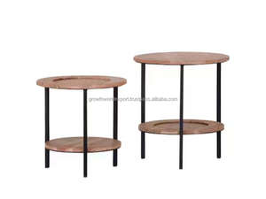 Juego de Mesas Auxiliares Redondas Modernas de Madera con Patas de Metal, Mesa de Centro de 2 Niveles para Sala de Estar, Mesa Auxiliar Redonda para Café 2026 - Product Image 5