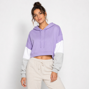 Wholesale Customized High Quality 100% Cotton Fashionable Breathable Sports <b>Workout</b> Woman Crop Top <b>Hoodies</b> OEM Serviced - Product Image 3