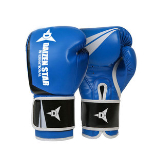 Gants de boxe DAZEN STAR en cuir PU bleu avec fermeture Velcro respirants pour entraînement adulte - Product Image 1