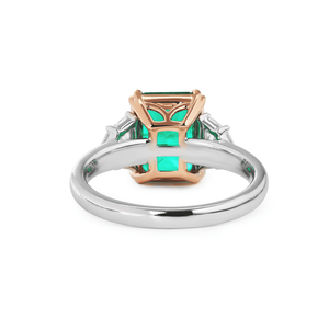 Wholesale 2ct Emerald Cut Lab Grown 18K <b>Two</b> tone Gold <b>Ring</b> Luxury Cadillac Cut Lab Diamond Three <b>Stone</b> statement engagement <b>ring</b> - Product Image 5