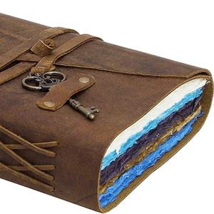 Full Grain Genuine Leather Hardcover <b>Vintage</b> Handmade Gift Journal Notebook Bound Diary Deckle Edge Unlined Papers <b>Key</b> Wrap - Product Image 2