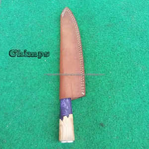 Couteau de chef de luxe en acier inoxydable, couteaux de cuisine japonais de haute qualité et écologiques, manche en bois d'olivier et résine violette, couteau Santoku - Product Image 6