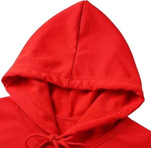 Ensemble de survêtement rouge à capuche pour homme, manches longues, fermeture éclair frontale, couleur unie, décontracté, avec poches latérales, pour l'automne - Product Image 6