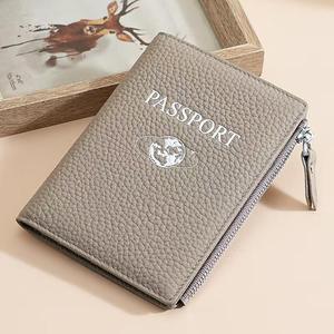 Genuine High-Quality PU Leather Passport <b>Holder</b> Cover Passport Case Protector with Zipper Bag Travel Wallet - Product Image 4