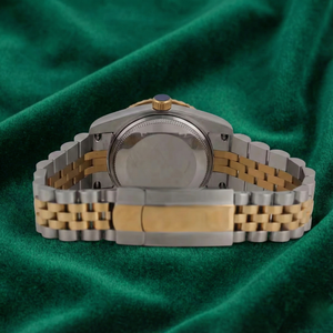 Reloj de Lujo de Dos Tonos con Bisel de Diamantes en Acero Inoxidable, Esfera Verde, Visualización de Fecha, Brazalete Jubilee - Product Image 6