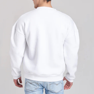 Sweat-shirt/pull à col rond unisexe de haute qualité, en coton molletonné épais 320 g/m², blanc, surdimensionné, pour impression et broderie - Product Image 6