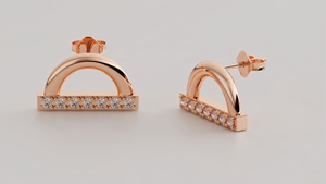 Modernos Pendientes de Diamantes de Oro de 18K, Pendientes de Diamantes Redondos con Pavé, Pendientes de Media Luna, Joyería Fina para Mujer, Uso Diario - Product Image 3