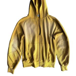 Sweat à capuche zippé imprimé bouffant pour homme, tenue de survêtement vintage 100% coton, survêtement d'hiver - Product Image 1