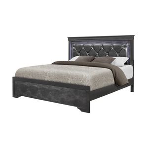 SHAKER GREY KING <b>LED</b> UP-HOLSTERED <b>BED</b> - Product Image 3