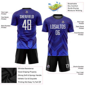 Uniforme de football personnalisé bleu royal marine à motif chevron, maillot de football personnalisé avec nom et numéro d'équipe, short, kit complet pour hommes et jeunes - Product Image 3