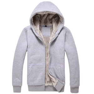 Sherpa <b>Lined</b> Zip Up Hoodie Unisex <b>Fleece</b> Winter Warm Thick Cotton Hooded Sweatshirt <b>Jacket</b> Custom OEM 6 Colours Bulk - Product Image 6