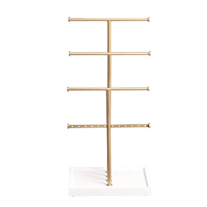 Basics Four-Tiered Jewellery <b>Tree</b> <b>Stand</b> White wooden Base Metal Jewelry <b>Stand</b> - Product Image 4