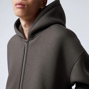 2026 Vente en gros Sweat à capuche zippé pour homme en molleton uni olive, coupe ample avec poches latérales, sur mesure, ODM OEM - Product Image 4