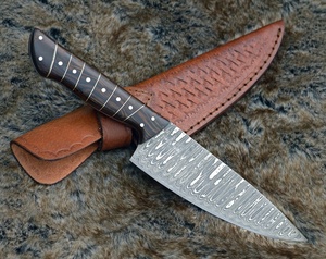 Custom Pattern Steel Chef <b>Knife</b> With Wooden Handle Handmade <b>Kitchen</b> <b>Knife</b> Professional Cooking <b>Knife</b> Leather Sheath OEM ODM - Product Image 1
