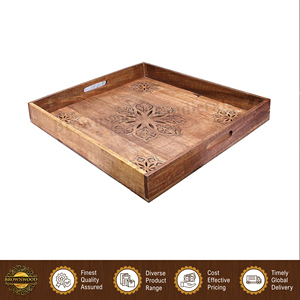 Bandeja de Servicio de Madera de Mango con Acabado Natural, Diseño Único, de la Mejor Calidad, Precio al por Mayor, para Suministro a Restaurantes y Hoteles - Product Image 4