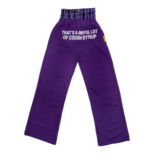 Pantalon large décontracté pour homme, taille mi-haute avec cordon de serrage, en toile délavée à l'acide noir, style streetwear éco-responsable, motif 'That's Awful Lot Cough Syrup' - Product Image 4