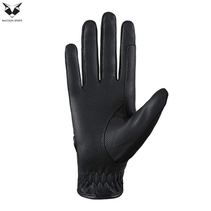 Guantes de equitación de verano de cuero genuino transpirables, de dedo completo, antideslizantes, ligeros, talla L, color negro sólido, personalizables para - Product Image 5