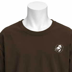 T-shirt à manches longues en coton marron café, coupe oversize, effet délavé vintage, épaules tombantes, coupe ample, unisexe, streetwear décontracté - Product Image 3
