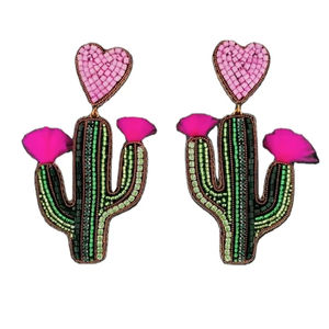Pendientes de moda hechos a mano con cuentas Miyuki y diseño de cactus trenzado, ideales para bodas, para mujer, de la India, venta al por mayor. - Product Image 1