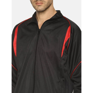 Unisex Black Red Tracksuit Full <b>Zip</b> <b>Hooded</b> Casual Sporty Quick Dry Lightweight Fleece Winter Wear Loose Fit Side Pockets - Product Image 4