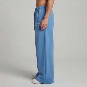 Pantalones Deportivos Anchos Azul Cielo, Corte Holgado, Cómodos, con Cordón Ajustable, Pantalones Casuales para Estar en Casa o Salir a la Calle - Product Image 3