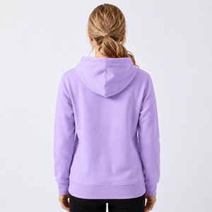 Sweat-shirt à capuche rose personnalisé pour femme, coupe classique, en molleton de coton, couleur unie, avec poche avant, idéal pour l'automne - Product Image 4