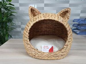 Water Hyacinth Pet <b>House</b> - Classic Natural Cat Cave <b>Bed</b> with Soft Cushion from Vietnam - Product Image 3