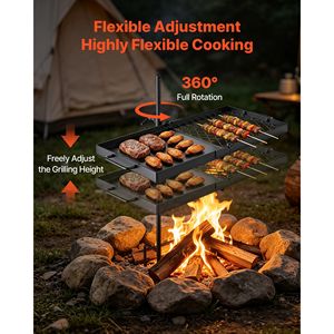 Parrilla Giratoria Resistente de 24 Pulgadas para Fogatas, Plancha de Acero Portátil para Barbacoa con Ajuste de Altura de 360 Grados - Product Image 5