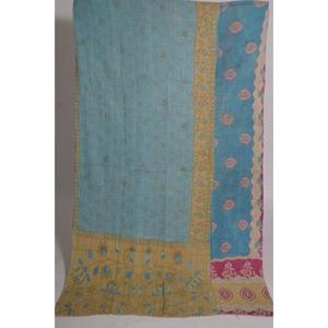 Handmade Kantha <b>Quilt</b> Vintage Floral Cotton Indian Boho Bedspread Reversible Blanket Eco-Friendly Washable All-Season Home Decor - Product Image 2