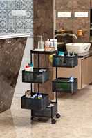 Chariot de rangement de cuisine pliable de luxe à 5 niveaux, panier perforé, chariot alimentaire, finition mate, revêtement en poudre MS, roulettes en caoutchouc