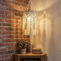 Nouvel abat-jour en corde de coton tissé à la main de style bohème, style vintage et moderne avec franges en macramé pour la décoration de la maison
