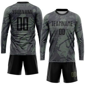 Conjunto de Camiseta de Fútbol Personalizada Gris y Negra, Más Vendida, 100% Poliéster, Malla Transpirable de Secado Rápido, Logotipo, Nombre y Número Personalizados, OEM - Product Image 2
